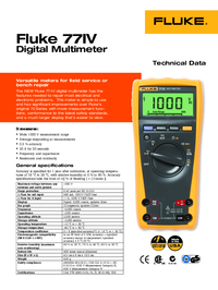 Thumbnail of document Data Sheet - 77 IV Digital Multimeter